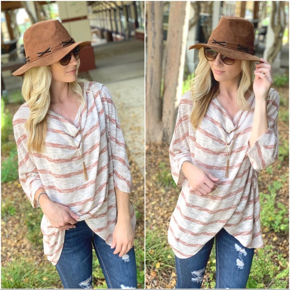 ✨LAST ONE✨Easy Come Easy Go Tunic-Mocha/Rust - Picture 2 of 3